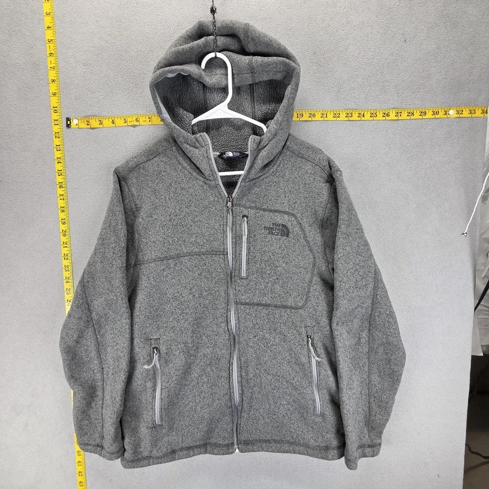 The North Face Jacket Mens L Gray Gordon Lyons Hoodie Full Zip Outdoor Fleece